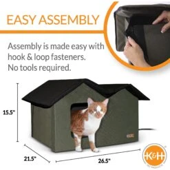 K&H Pet Products Outdoor Heated Kitty House Extra-Wide Cat Shelter -Cat Supplies 100535 PT1. AC SS1800 V1624629039