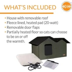 K&H Pet Products Outdoor Heated Kitty House Extra-Wide Cat Shelter -Cat Supplies 100535 PT2. AC SS1800 V1624629460