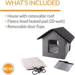 K&H Pet Products Outdoor Heated Kitty House Cat Shelter -Cat Supplies 100537 PT2. AC SS1800 V1637627854