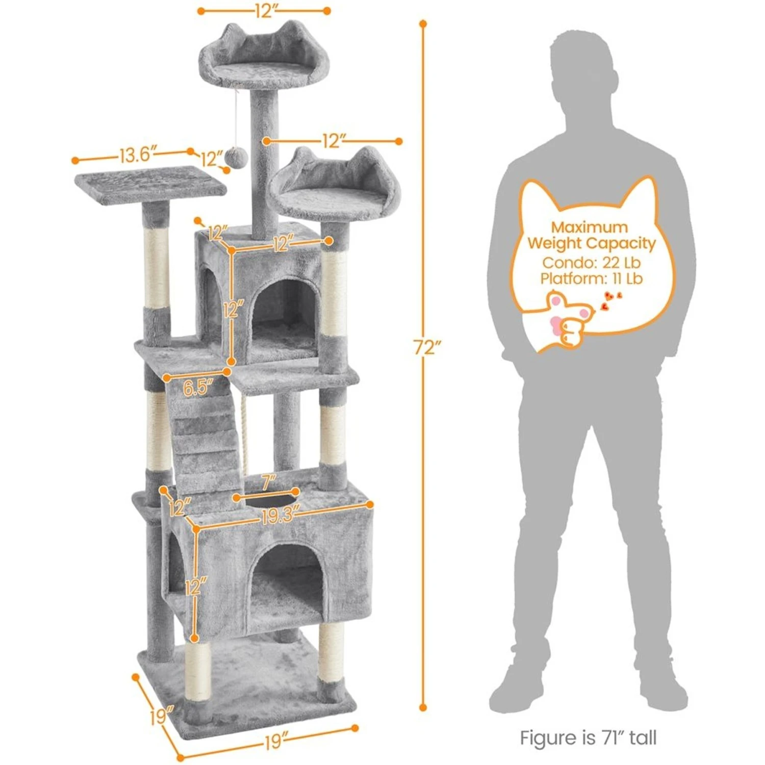 Yaheetech 72-in Plush Cat Tree & Condo 3 Yaheetech 72-in Plush Cat Tree & Condo - Image 3