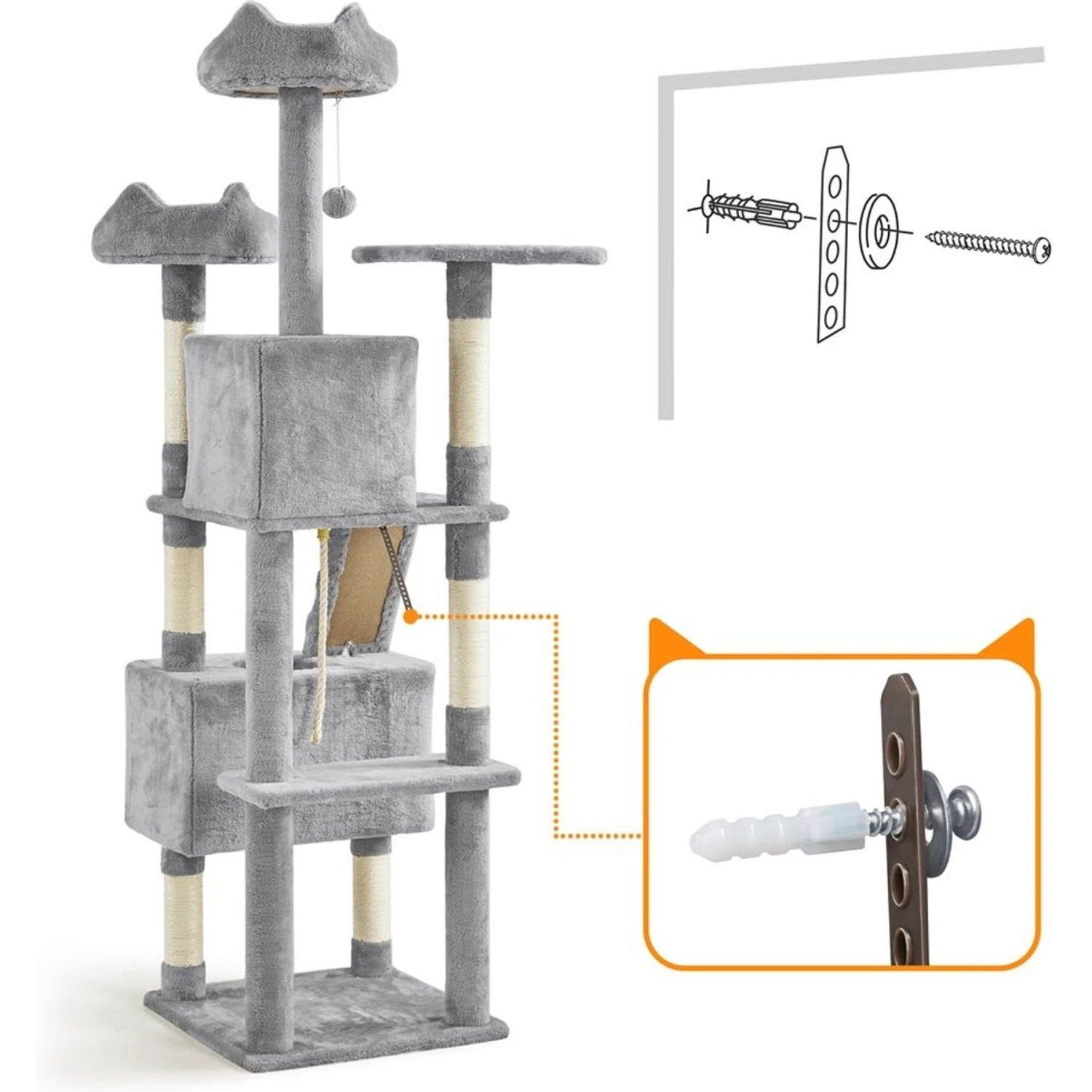 Yaheetech 72-in Plush Cat Tree & Condo 7 Yaheetech 72-in Plush Cat Tree & Condo - Image 7