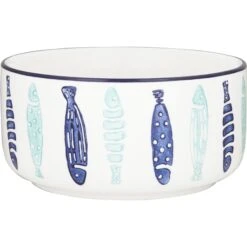 Signature Housewares Coastal Fish Non-Skid Ceramic Cat Bowl