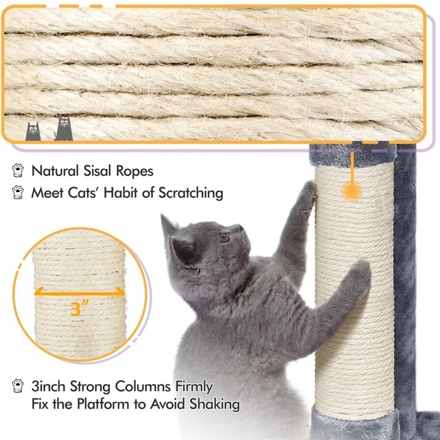 Yaheetech 46.5-in Plush Cat Tree & Condo 6 Yaheetech 46.5-in Plush Cat Tree & Condo - Image 6