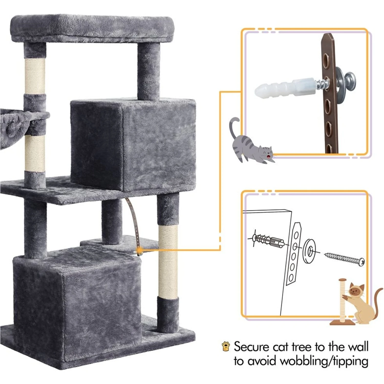Yaheetech 46.5-in Plush Cat Tree & Condo 7 Yaheetech 46.5-in Plush Cat Tree & Condo - Image 7