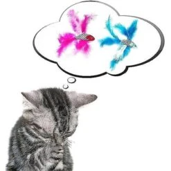 Pet Fit For Life 2 Fish Feather Wand Cat Toy -Cat Supplies 109324 PT3. AC SS1800 V1589320578