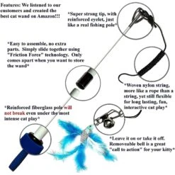 Pet Fit For Life 2 Fish Feather Wand Cat Toy -Cat Supplies 109324 PT6. AC SS1800 V1589320679