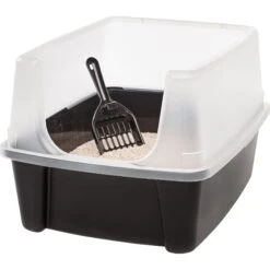IRIS USA Open Top Litter Box With Scatter Shield & Scoop -Cat Supplies 116462 PT2. AC SS1800 V1680811968