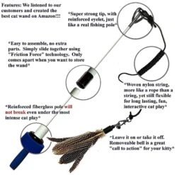 Pet Fit For Life 2 Feathers & 1 Coon Tail Wand Cat Toy -Cat Supplies 123824 PT8. AC SS1800 V1589320863