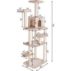 GleePet 74-in Faux Fur Cat Tree & Condo -Cat Supplies 130298 PT8. AC SS1800 V1639789314