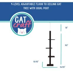 Cat Craft Floor-to-Ceiling Carpet Cat Tree -Cat Supplies 136811 PT2. AC SS1800 V1689974536