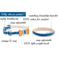 Pettsie Bow Tie Cotton Breakaway Cat Collar With Friendship Bracelet -Cat Supplies 139113 PT1. AC SS1800 V1507065029