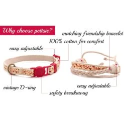 Pettsie Cotton Breakaway Cat Collar With Friendship Bracelet -Cat Supplies 139122 PT1. AC SS1800 V1507065053