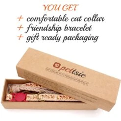 Pettsie Cotton Breakaway Cat Collar With Friendship Bracelet -Cat Supplies 139122 PT3. AC SS1800 V1507065009