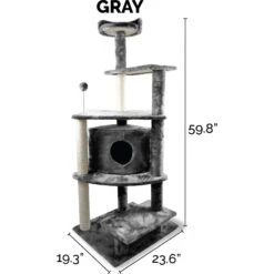 Tiger Tough Platform House Playground 59.8-in Faux Fur Cat Tree & Condo -Cat Supplies 140766 PT1. AC SS1800 V1618276909