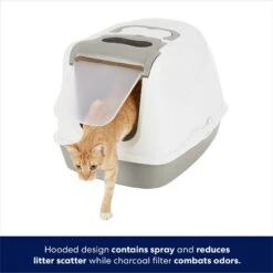 Frisco Flip Top Hooded Cat Litter Box, Gray, Large, 22-in -Cat Supplies 155654 PT2. AC SS1800 V1675279640
