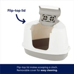 Frisco Flip Top Hooded Corner Cat Litter Box, Large, 21-in -Cat Supplies 155656 PT2. AC SS1800 V1675279988