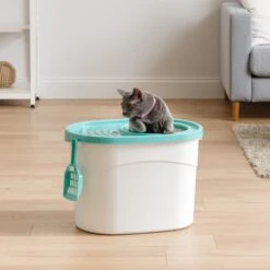 IRIS USA Large Round Top Entry Cat Litter Box & Scoop 10 IRIS USA Large Round Top Entry Cat Litter Box & Scoop -Cat Supplies 156874 PT3. AC SS1800 V1680804036