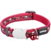 Red Dingo Skull & Roses Nylon Breakaway Cat Collar With Bell