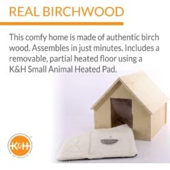 K&H Pet Products Birchwood Manor Wooden Outdoor Heated Cat House, Natural Wood -Cat Supplies 164062 PT3. AC SS1800 V1641579101