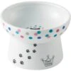 Necoichi Raised Cat Food Bowl, Colorful Dots
