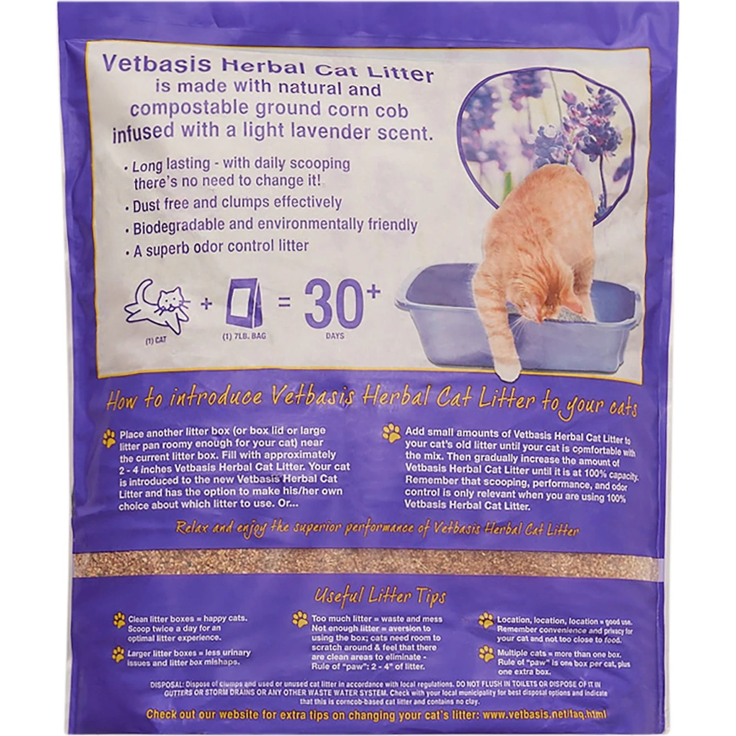 Vetbasis Herbal Lavender Scented Clumping Corn Cat Litter 2 Vetbasis Herbal Lavender Scented Clumping Corn Cat Litter - Image 2
