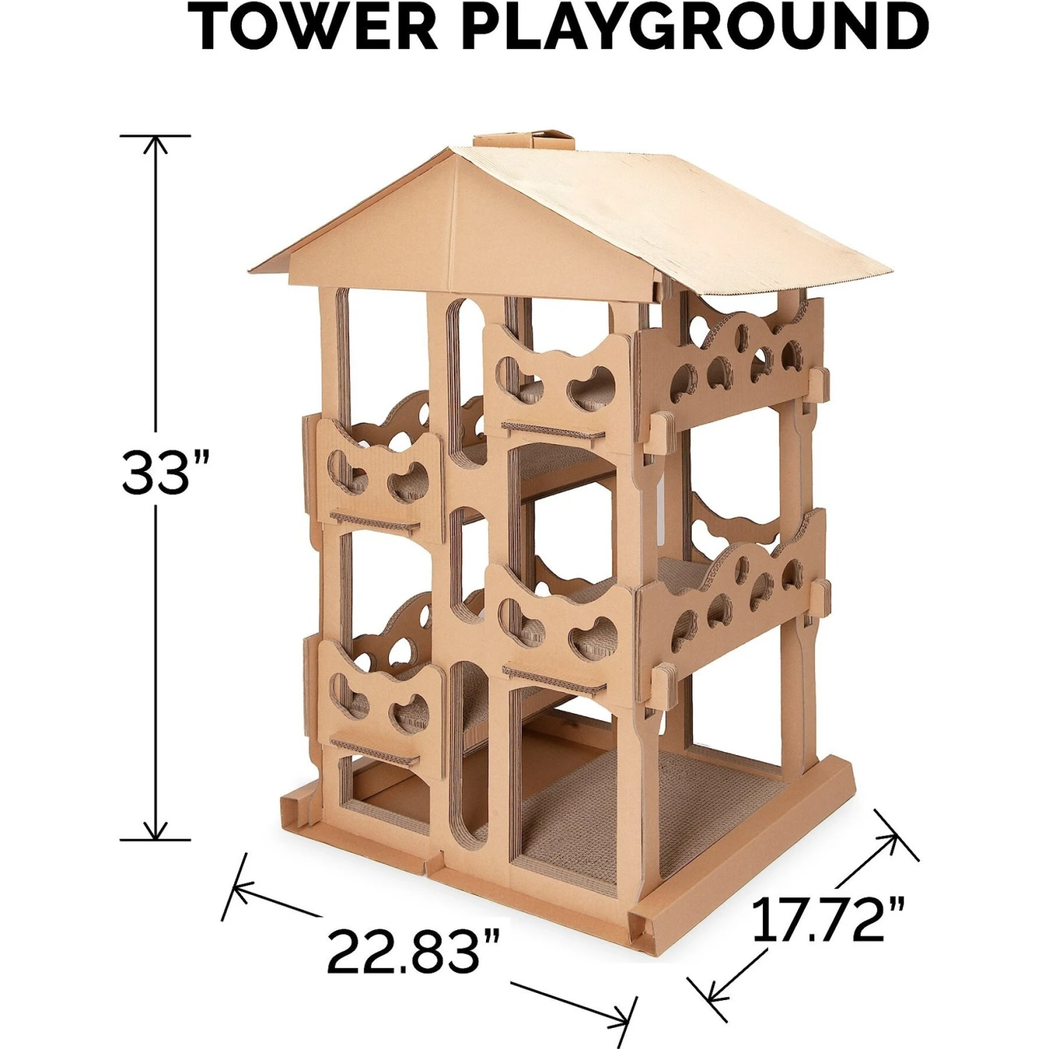 Tiger Tough Tower Playground 22.83-in Corrugated Cat Tree 2 Tiger Tough Tower Playground 22.83-in Corrugated Cat Tree - Image 2