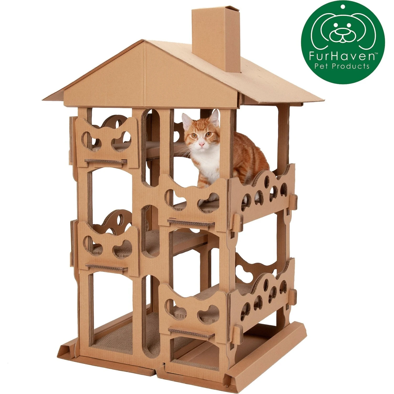 Tiger Tough Tower Playground 22.83-in Corrugated Cat Tree 4 Tiger Tough Tower Playground 22.83-in Corrugated Cat Tree - Image 4