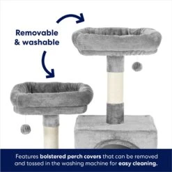 Frisco 61-in Faux Fur Cat Tree & Condo -Cat Supplies 180395 PT2. AC SS1800 V1667228731