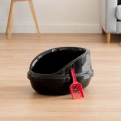 IRIS USA Large High-Back Open Top Cat Litter Pan With Scatter Shield & Scoop -Cat Supplies 181317 PT3. AC SS1800 V1680809080