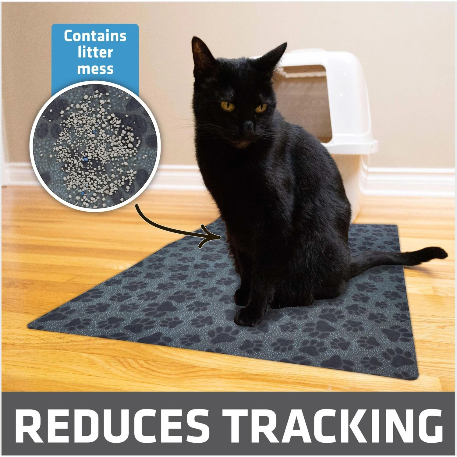 Drymate Protective & Decorative Cat Litter Mat, Paw Dots, Large, 20-in X 28-in 2 Drymate Protective & Decorative Cat Litter Mat, Paw Dots, Large, 20-in X 28-in - Image 2