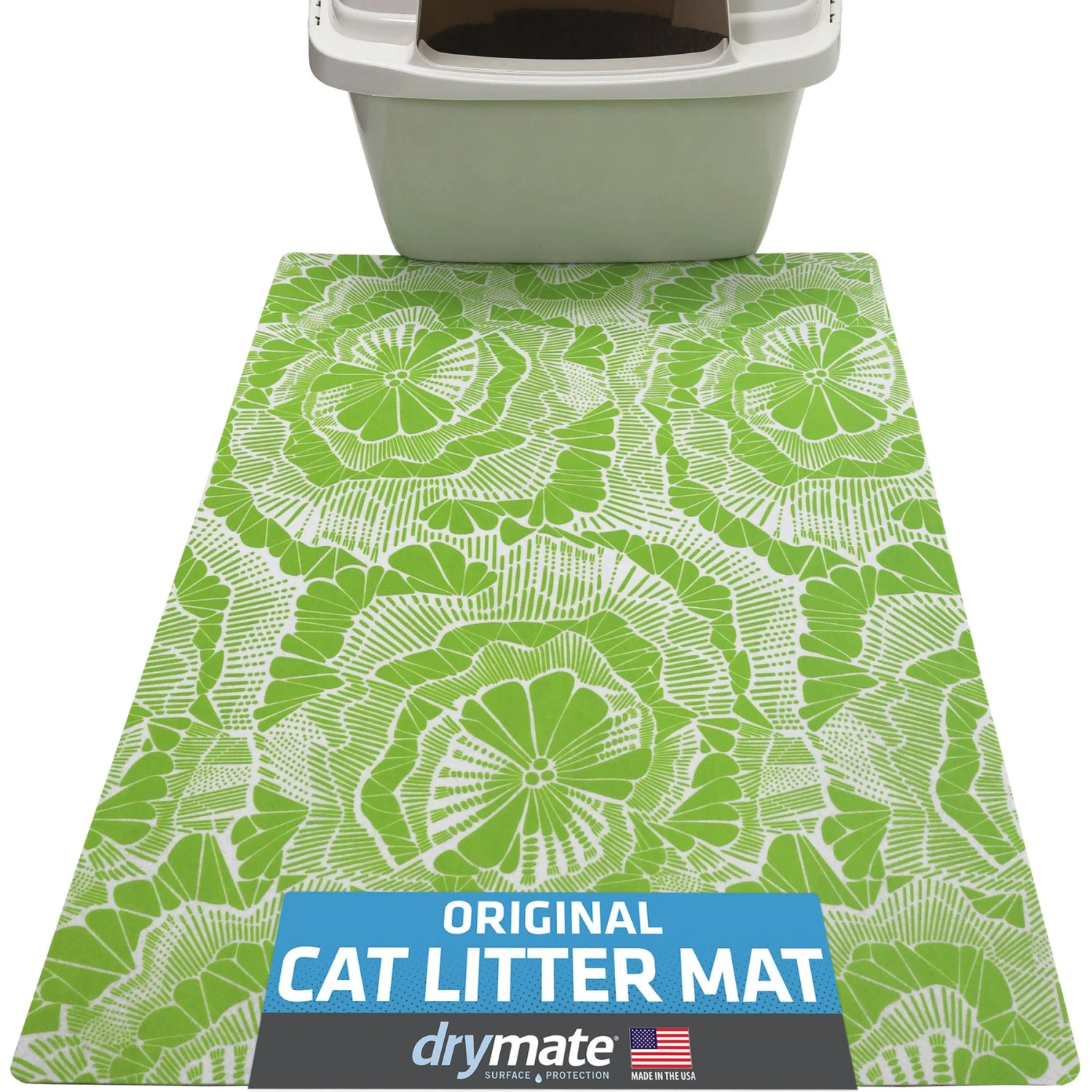 Drymate Protective & Decorative Cat Litter Mat, Surf Green, Large, 20-in X 28-in 1 Drymate Protective & Decorative Cat Litter Mat, Surf Green, Large, 20-in X 28-in