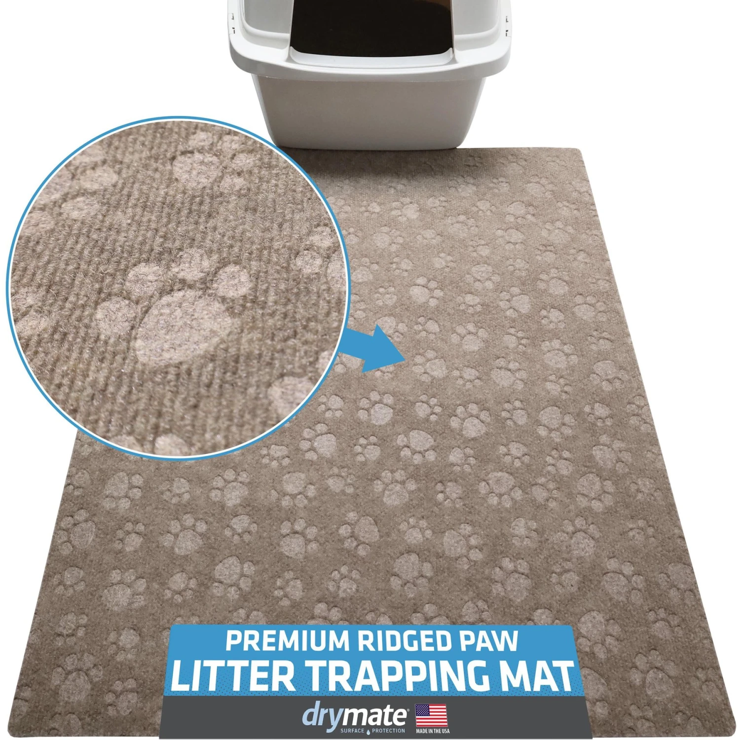 Drymate Premium Debossed Paw Cat Litter Trapping Mat, Taupe, X-Large, 28-in X 34-in 1 Drymate Premium Debossed Paw Cat Litter Trapping Mat, Taupe, X-Large, 28-in X 34-in