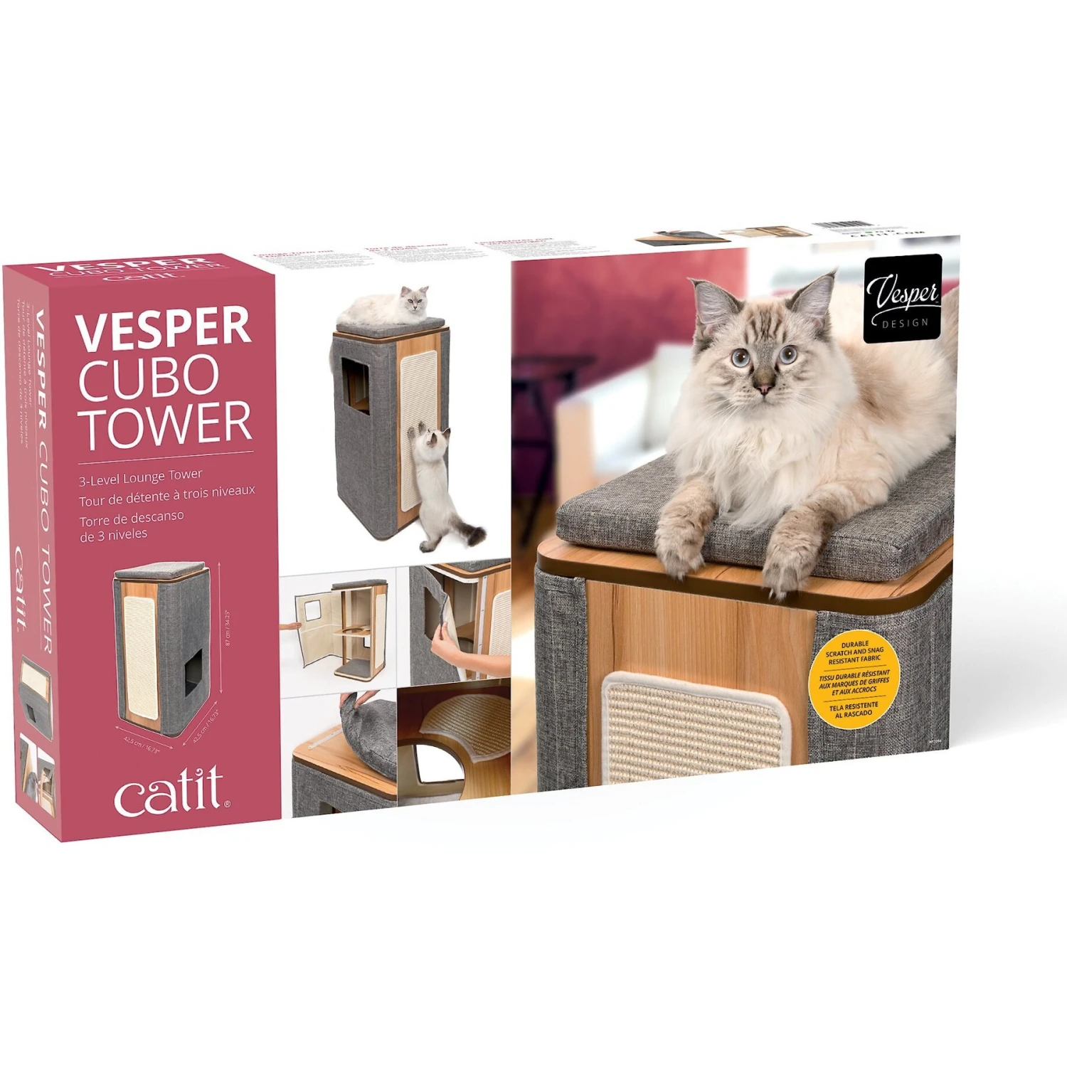 Vesper Cubo Tower 34.25-in Modern Cat Condo 2 Vesper Cubo Tower 34.25-in Modern Cat Condo - Image 2
