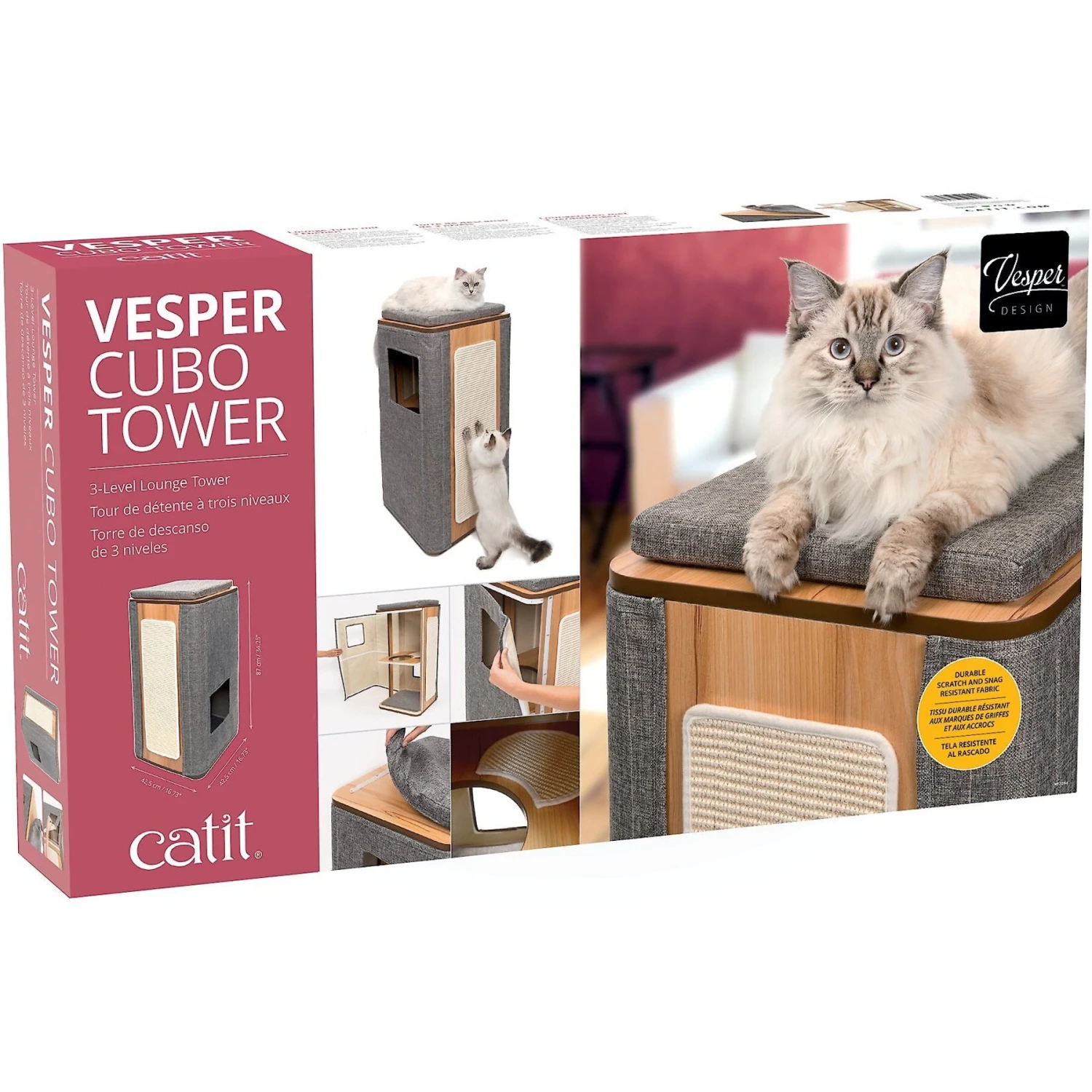 Vesper Cubo Tower 34.25-in Modern Cat Condo 7 Vesper Cubo Tower 34.25-in Modern Cat Condo - Image 7