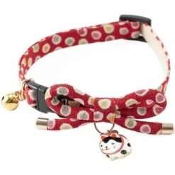 Necoichi ZEN Hariko Charm Cotton Breakaway Cat Collar With Bell