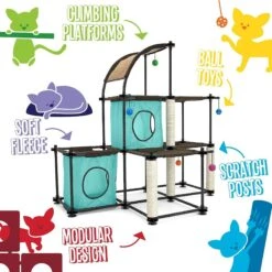 Kitty City Claw Mega Kit 46.75-in Faux Fleece Cat Tree & Condo -Cat Supplies 190254 PT1. AC SS1800 V1590678667