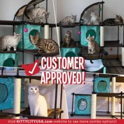 Kitty City Claw Mega Kit 46.75-in Faux Fleece Cat Tree & Condo -Cat Supplies 190254 PT3. AC SS1800 V1590678668