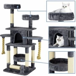 Go Pet Club 57.5-in Faux Fur Cat Tree & Condo -Cat Supplies 197672 PT2. AC SS1800 V1587483778