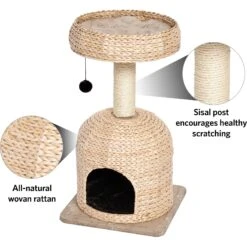 MidWest Feline Nuvo Scout 31.5-in Modern Wicker Cat Tree & Condo -Cat Supplies 198505 PT3. AC SS1800 V1582739628