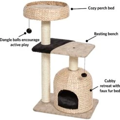 MidWest Feline Nuvo Nest 40.75-in Modern Wicker Cat Tree & Condo -Cat Supplies 198507 PT2. AC SS1800 V1582739059