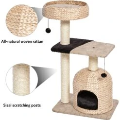 MidWest Feline Nuvo Nest 40.75-in Modern Wicker Cat Tree & Condo -Cat Supplies 198507 PT3. AC SS1800 V1582739416