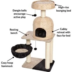 MidWest Feline Nuvo Reid 51.75-in Modern Wicker Cat Tree & Condo -Cat Supplies 198509 PT2. AC SS1800 V1582739163