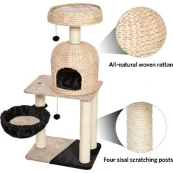 MidWest Feline Nuvo Reid 51.75-in Modern Wicker Cat Tree & Condo -Cat Supplies 198509 PT3. AC SS1800 V1582739419
