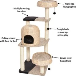 MidWest Feline Nuvo Biscayne 59.75-in Modern Wicker Cat Tree & Condo -Cat Supplies 198511 PT2. AC SS1800 V1582739024