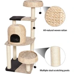MidWest Feline Nuvo Biscayne 59.75-in Modern Wicker Cat Tree & Condo -Cat Supplies 198511 PT3. AC SS1800 V1582739423