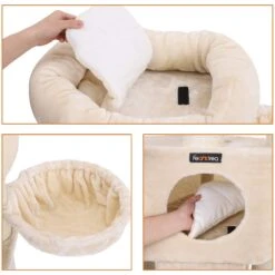 FEANDREA 55.5-in Faux Fleece Cat Tree & Condo -Cat Supplies 205223 PT2. AC SS1800 V1648064525
