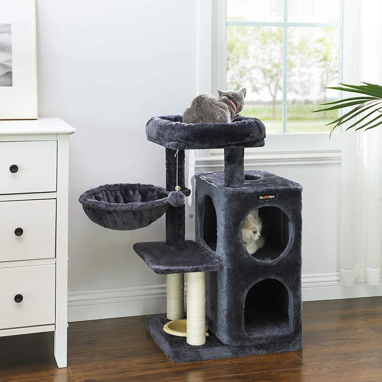 FEANDREA 32.7-in Faux Fleece Cat Tree & Condo 1 FEANDREA 32.7-in Faux Fleece Cat Tree & Condo