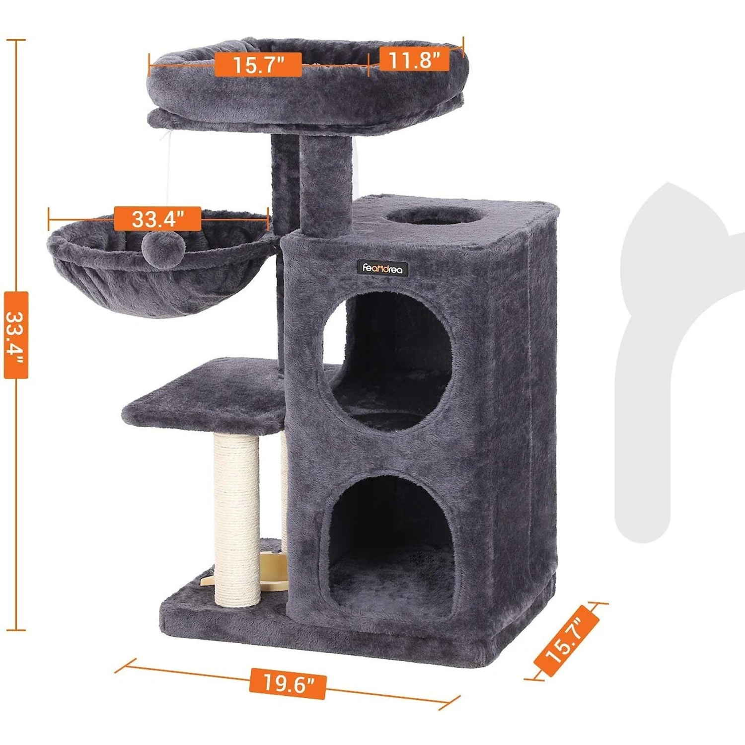 FEANDREA 32.7-in Faux Fleece Cat Tree & Condo 2 FEANDREA 32.7-in Faux Fleece Cat Tree & Condo - Image 2