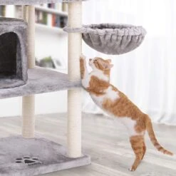 FEANDREA 55.1-in Faux Fleece Cat Tree & Condo -Cat Supplies 205247 PT3. AC SS1800 V1648066331