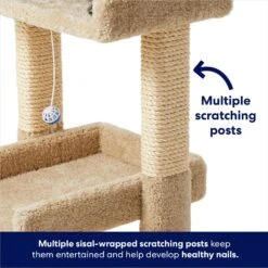 Frisco 32-in Real Carpet Wooden Cat Tree With Toy -Cat Supplies 208920 PT3. AC SS1800 V1667228600